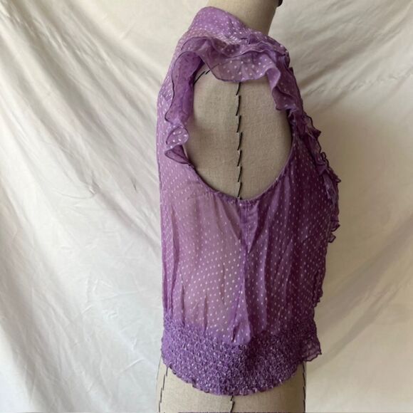 Bebe Xs sheer purple vintage flowy top - Picture 4 of 6
